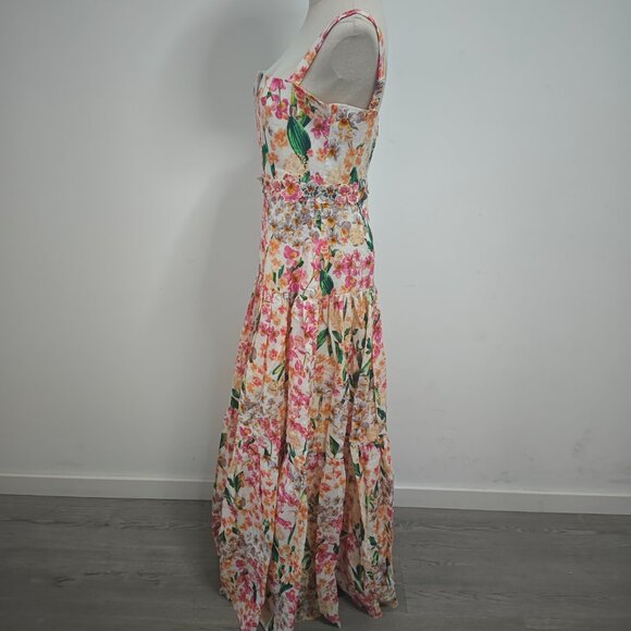 Agua By Agua Bendita lima jardiniera' floral-print linen maxi dress - Picture 3 of 15
